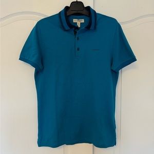 Burberry London Blue Striped Collar Polo Shirt Size M